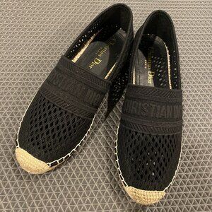 DIOR Granville Embroidered Mesh Cotton Flat Espadrille Shoes